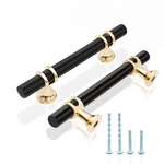 Leifeny 10 Pack Black And Gold Cabinet Pulls 3 Inch 76MM Hole To Center .... Fixed Price $42.37.