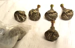 Lot Of 6 Brass & White Color Dresser Knobs Pulls 1/8" X Belwith. Fixed Price $25.00.