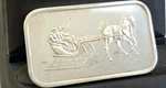 Silvertowne 1 Oz .999 Fine Bar Horse & Sleigh Design Winchester Indiana. Fixed Price $97.00.