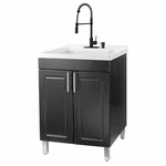 Tehila Utility Sink With Cabinet Vanity Black Finish Hi-arc Coil Faucet. Fixed Price $439.99.