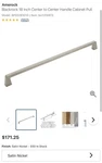 Amerock BP55281 Nickel Blackrock 18" Center To Appliance Pull - New. Fixed Price $85.49.