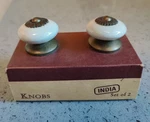 Ceramic Brass Cabinet Drawer Pull Knobs, World Market India Set Of 2, Bone Color. Fixed Price $11.98.