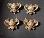 Set Of 4 Antique Ornate Brass 3 Screw Cabinet Drawer Handles Pulls. Fixed Price $59.99.