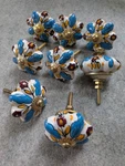 Ceramic Flower Cabinet Knobs Set Of 8 Indian Polished Blue Yellow Red. Fixed Price $49.00.