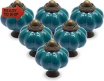 25PCS Teal Pumpkin Knobs, Vintage Ceramic Cabinet Dresser Drawer Door. Fixed Price $37.77.