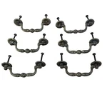 Vtg Yc Brass Bail Drop Drawer Pulls Rosette Of 6 Reclaimed Cabinet Handles. Fixed Price $22.95.