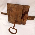 Antique Latch Door Lock Wrought Iron Handmade Blacksmiths Forged Large Xxl. Fixed Price $84.00.