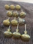 Vintage Solid Brass Round Door Drawer Pulls Knobs (set Of 12)WITH Screws.. Fixed Price $28.00.