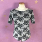 Ann Taylor Loft Grey Top Black Roses Xs. Fixed Price $8.99.