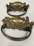 Antique Victorian Stamped Brass Ornate Intricate Bail Drawer Pull Set Of 2. Fixed Price $19.00.