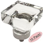 *10 Pack* Cosmas Satin Nickel & Clear Glass Square Cabinet Knobs #6377SN-C. Fixed Price $54.40.