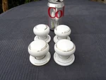 2 Pairs Vintage Ceramic Door Knobs & Plates White-gold Detailing Spindles. Fixed Price $37.68.