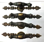 Lot Of 4 Vntg Antique Brass Drawer Cabinet Pulls With Backplate & Screw. Fixed Price $21.23.