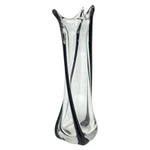 Hand Blown Vase Art Glass Amethyst Swirl Purple Clear Large Eclectic Centerpiece. Fixed Price $39.99.
