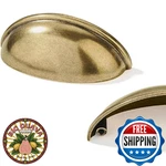 Khtumeware 10PK 5" Burnished Brass Cabinet Cup Pulls Vintage Drawer Hardware. Fixed Price $68.31.
