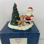 Enesco Rudolph Santa Xmas Tree Won't You Guide My Sleigh Tonight Figurine 106830. Fixed Price $124.99.