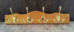 Vtg Brainerd Wooden 4 Coat Rack Wall Mounted Brass Triple Hooks Hanger 18". Fixed Price $21.99.