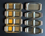 Mcm Stainless Steel Small Serving Appetizer Trays Wood Handles Japan Set Of 8. Fixed Price $30.00.