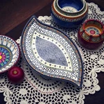 Vtg Vena Unikat Polish Pottery Teardrop Dish M Hand Painted Boleslawiec 14.25". Fixed Price $119.77.