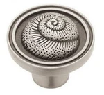1-3/8" Seaside Cottage Nautilus Shell Knob Brushed Satin Pewter. Fixed Price $6.26.