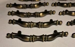 10 Colonial Drawer Pulls Handles Dark Brass 3" Centers Vtg Mcm. Fixed Price $22.00.