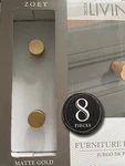 Set Of 8 Decor Living Zoey Furniture Knobs Drawer Pulls Matte Gold. Fixed Price $39.99.