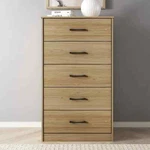 Traditional 5-DRAWER Dresser With Metal Glide System, Easy Assembly, Light Oak. Fixed Price $169.95.