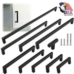 Matte Black Square Modern Cabinet Handles Pulls Kitchen Drawer Stainless Steel. Fixed Price $407.15.