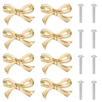 6PCS Bow Shape Cabinets Knobs, Brass Furniture Door Pulls Vintage Gold Drawe. Fixed Price $44.30.