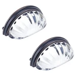 My Mironey 3" Hole Centers Clear Glass Cabinet Cup Pulls Oil Rubbed Bronze. Fixed Price $30.99.