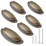 Kyuionty 6PCS 3.5" Cup Drawer Pull Antique Bronze Knobs Pack,. Fixed Price $17.57.