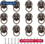 Murtenze 12 Pieces Antique Lion Head Cabinet Knobs, Ring Pulls Handle For Drawer. Fixed Price $26.41.
