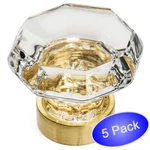 *5 Pack* Cosmas Brushed Brass & Clear Glass Cabinet Knobs #5268BB-C. Fixed Price $23.54.