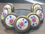 7 Vintage Amerock Brass & Porcelain Pink Blue Floral Drawer Pulls Cabinet Knobs. Fixed Price $29.99.
