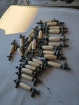 24 Ceramic Brass 5 Dresser Drawer Pulls Almond Cabinet Handles. Fixed Price $50.00.