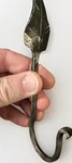 Antique 19TH Century Hand Forged Wrought Iron Wall Coat Hook Leaf Finial Merker. Fixed Price $150.00.