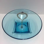 Hazel Atlas Capri - Azure Blue Art Deco Mcm Round Bowl Gold Center Handle. Fixed Price $29.95.