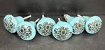 Hobby Lobby Set Of 6 Teal Blue Ceramic Decorative Drawer Pull Knobs. Fixed Price $22.95.