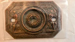 Omnia 9648 Drop Bail Pull W/ Decorative Backplate- Vintage Brass & Copper. Fixed Price $9.99.