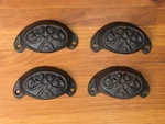 Lot Of Cast Iron Cup Pull Drawer Handles Rustic Antique-style Nwot 4" Wide. Fixed Price $21.99.
