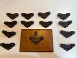 Vtg Brass Colonial Chippendale Batwing Drawer Pull 3" Center 13 X Lot Key Hole. Fixed Price $46.99.