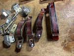 Over 25 Vtg National Cabinet Catch Handles Chrome White Red Stripe Nos. Fixed Price $125.00.