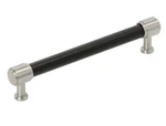 Signature Hardware 954063 Lazzara Black Leather 7.125" Cabinet Pull Satin Nickel. Fixed Price $35.00.