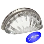*5 Pack* Cosmas Satin Nickel With Clear Glass Cabinet Cup Pulls #6381SN-C. Fixed Price $43.95.