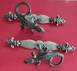 Lizard Pewter Cabinet Knob By Anne Home - Set Of 2 With Back Plates. Fixed Price $40.00.