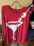 Womens Studio Park Dark Pink Pull On Sweater W/martini Glass Size 2X Vgc. Fixed Price $14.99.