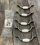 Liberty 3 Satin Nickel And White Ceramic Insert Drawer Pull W/screws Lot Of 6. Fixed Price $45.00.