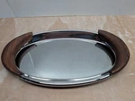 Stainless Steel Serving Tray Maple Wood Handles. Fixed Price $34.99.