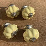 Set 4 Yellow Liberty Knobs Pumpkin Drawer Pulls Chrome. Fixed Price $14.00.