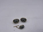 Vtg Marco Polo Cufflinks Tie Pin Chain T-bar Box Set Painted Dreft Ceramic. Fixed Price $45.00.